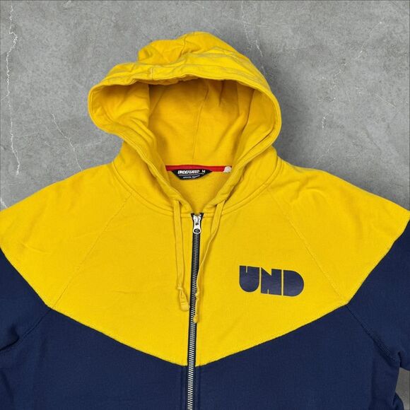 Navy and Yellow Undefeated UNDFTD Spell out Zip-up Hoodie Sweatshirt - Medium - Picture 2 of 8